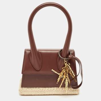 Pre Owned Jacquemus Dark Brown Leather Le Chiquito Moyen Cordao Top Handle Bag