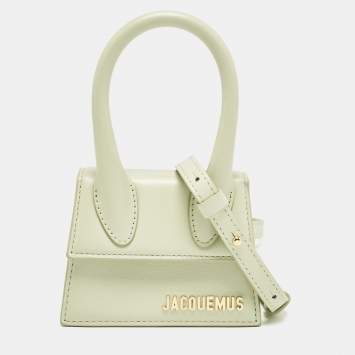 Pre Owned Jacquemus Light Green Leather Mini Le Chiquito Top Handle Bag