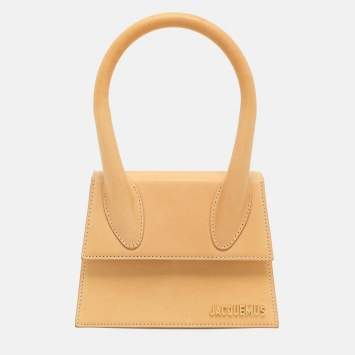 Pre Owned Jacquemus Light Brown Leather Le Chiquito Moyen Top Handle Bag