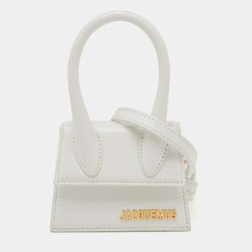 Jacquemus White Leather Mini Le Chiquito Top Handle Bag