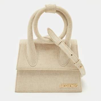 Pre Owned Jacquemus Beige Fabric Le Chiquito Noeud Top Handle Bag