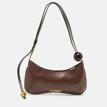 Pre Owned Jacquemus Dark Brown Leather Le Bisou Perle Shoulder Bag