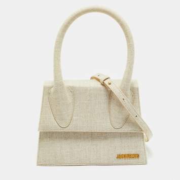 Pre Owned Jacquemus Beige Canvas Grand Le Chiquito Top Handle Bag