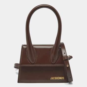 Jacquemus Brown Leather Le Chiquito Moyen Top Handle Bag