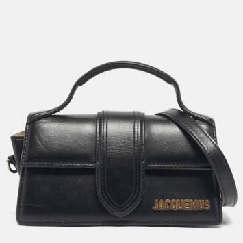 Pre Owned Jacquemus Black Leather Le Bambino Mini Top Handle Bag