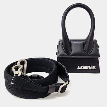 Pre Owned Jacquemus Black Leather Le Chiquito Mini Crossbody Bag