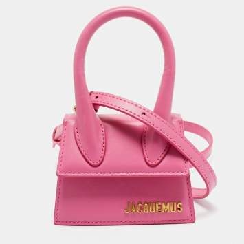 Pre Owned Jacquemus Fuchsia Leather Mini Le Chiquito Top Handle Bag