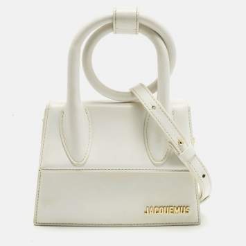 Pre Owned Jacquemus White Leather Le Chiquito Noeud Top Handle Bag