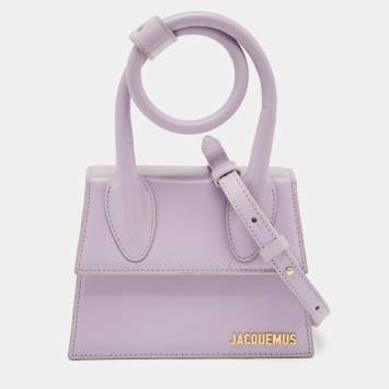Pre Owned Jacquemus Lilac Leather Le Chiquito Noeud Top Handle Bag