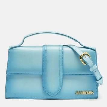 Pre Owned Jacquemus Light Blue Ombre Leather Le Grand Bambino Top Handle Bag