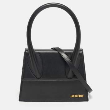 Pre Owned Jacquemus Black Leather Grand Le Chiquito Top Handle Bag