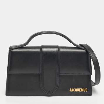 Pre Owned Jacquemus Le Grand Bambino Black Leather Top Handle Bag