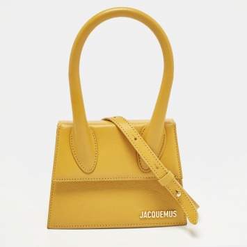 مملوكة مسبقًا Jacquemus Le Chiquito Moyen Yellow Leather Top Handle Bag