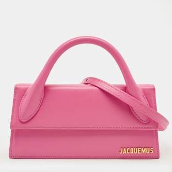 مملوكة مسبقًا Jacquemus Le Chiquito Long Pink Leather Top Handle Bag