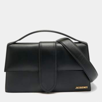 Pre Owned Jacquemus Le Bambinou Black Leather Top Handle Bag