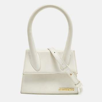 Pre Owned Jacquemus Le Chiquito Moyen White Leather Top Handle Bag