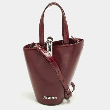 Pre Owned حقيبة جاكموس بامبولا لو بتيت دلو من الجلد باللون البورغندي