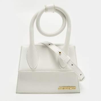 Pre Owned Jacquemus Le Chiquito Noeud White Leather Top Handle Bag