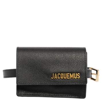 Pre Owned Jacquemus Black Leather La Riviera Double Tour Belt Bag