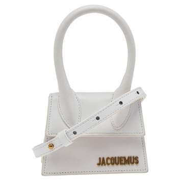 Pre Owned Jacquemus White Leather Le Chiquito Mini Top Handle Bag