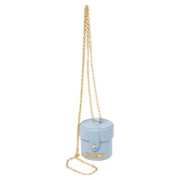 Pre Owned Jacquemus Light Blue Leather Mini Le Vanity Shoulder Bag