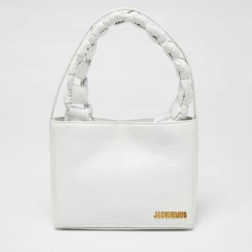 Pre Owned Jacquemus White Leather Le Petit Sac Noeud Tote