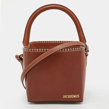 Pre Owned Jacquemus Brown Leather Le Seau Carre Bucket Bag