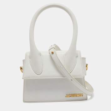 Pre Owned Jacquemus White Leather Noeud Le Chiquito Top Handle Bag