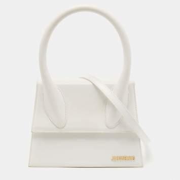 Pre Owned Jacquemus White Leather Grand Le Chiquito Top Handle Bag