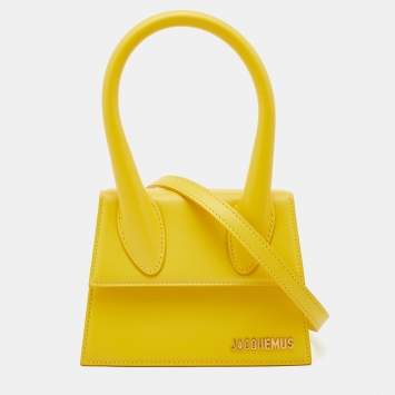 Pre Owned Jacquemus Yellow Leather Le Chiquito Top Handle Bag