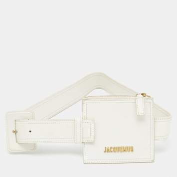Pre Owned Jacquemus White Leather La Ceinture Carree Belt Bag
