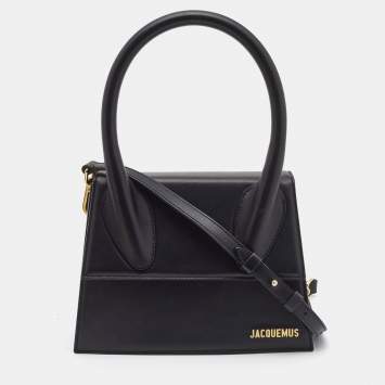 Pre Owned Jacquemus Black Leather Grand Le Chiquito Top Handle Bag
