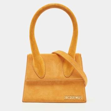 Pre Owned Jacquemus Mustard Suede Le Chiquito Top Handle Bag
