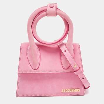 مملوكة مسبقًا Jacquemus Pink Nubuck Leather Le Chiquito Noeud Top Handle Bag