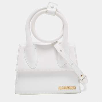 Pre Owned Jacquemus White Leather Le Chiquito Noeud Top Handle Bag