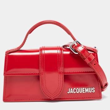 Pre Owned Jacquemus Red Leather Mini Le Bambino Top Handle Bag