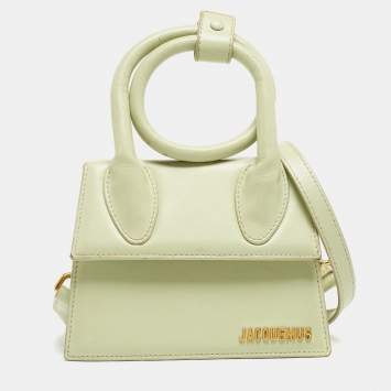 Pre Owned Jacquemus Green Leather Le Chiquito Noeud Top Handle Bag