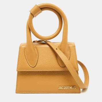 Pre Owned Jacquemus Beige Leather Le Chiquito Noeud Top Handle Bag