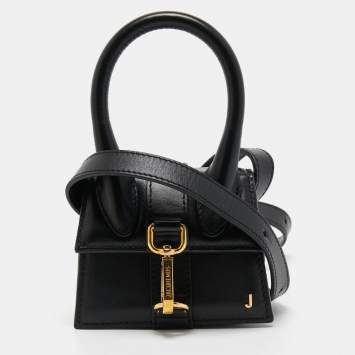 Pre Owned Jacquemus Black Leather Mini Le Chiquito Montagne Bag