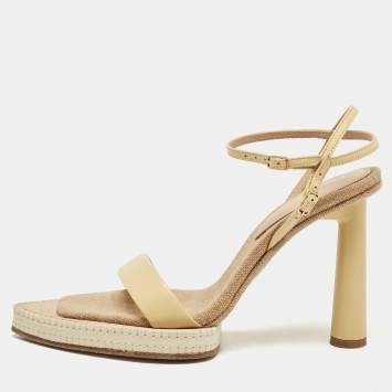 Pre Owned Jacquemus Yellow Leather Novio Sandals Size 37