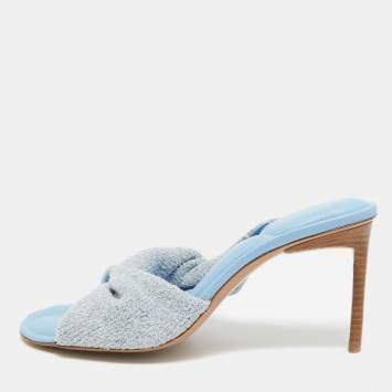 Pre Owned Jacquemus Blue/Grey Fabric and Leather La Banana Sandals Size 39