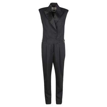 Pre Owned Jason Wu Black Silk Lapel Sleeveless Tuxedo Jumpsuit S