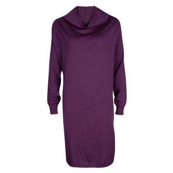 Pre Owned Jean Paul Gaultier Maille Femme Purple Turtle Neck Long Sleeve Sweater Dress M