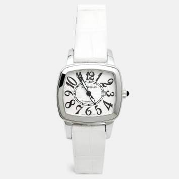 Pre Owned JeanRichard TV Screen Ref. 26113 Silver Dial Stainless Steel Alligator Leather Women's Wristwatch 32 mm