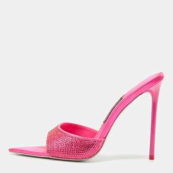Pre Owned Jessica Rich Fuchsia Satin Imani Slide Sandals Size 37