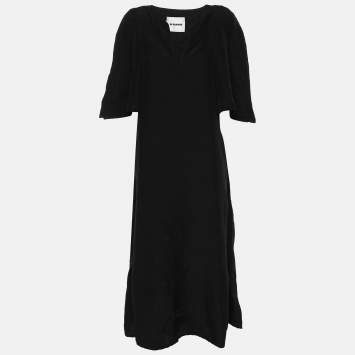 Pre Owned Jil Sander Black Crepe Dress XL