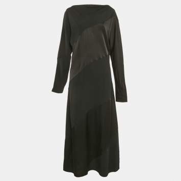 Pre Owned Jil Sander Black Crepe Long Dress M