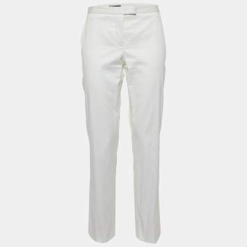 Pre Owned Jil Sander White Cotton Tailored Trousers S