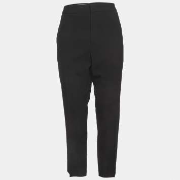 مملوكة مسبقًا بنطلون جيل ساندر تويل أسود بقصة عادية كبير