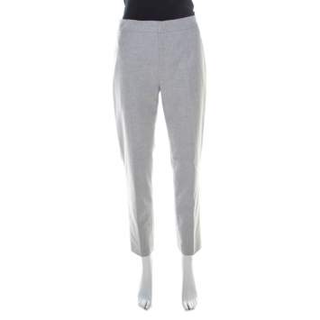 Pre Owned Jil Sander Grey Wool Blend Felt Tapered Trousers M 